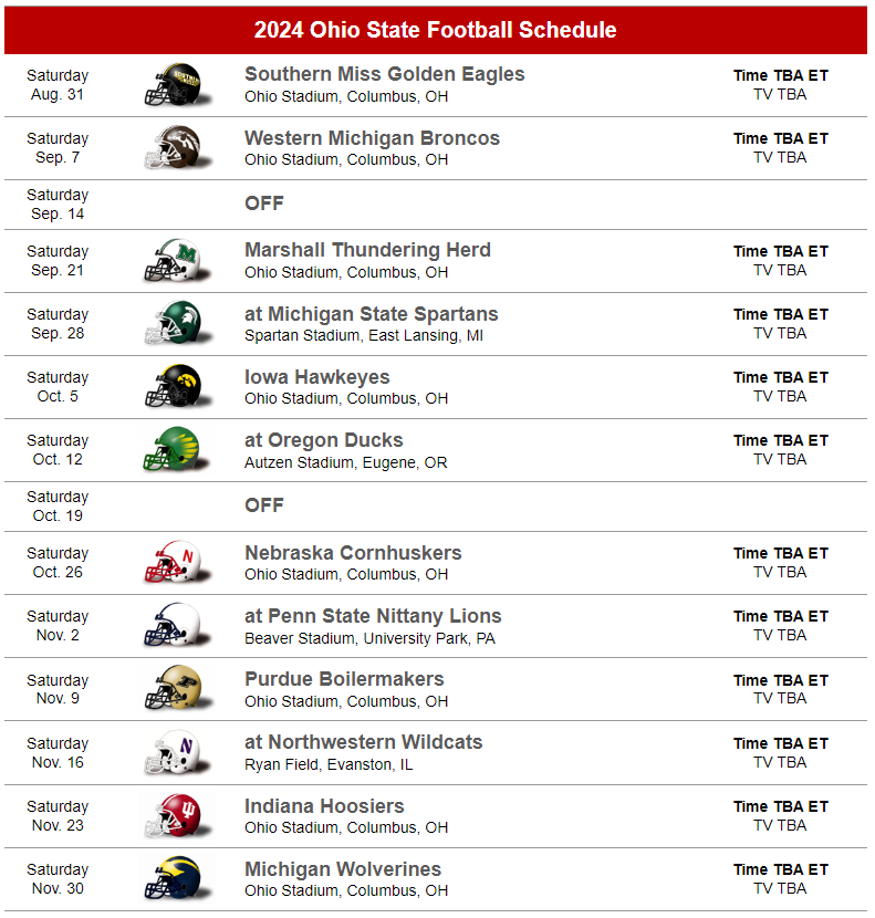 2024 Ohio State Football Schedule